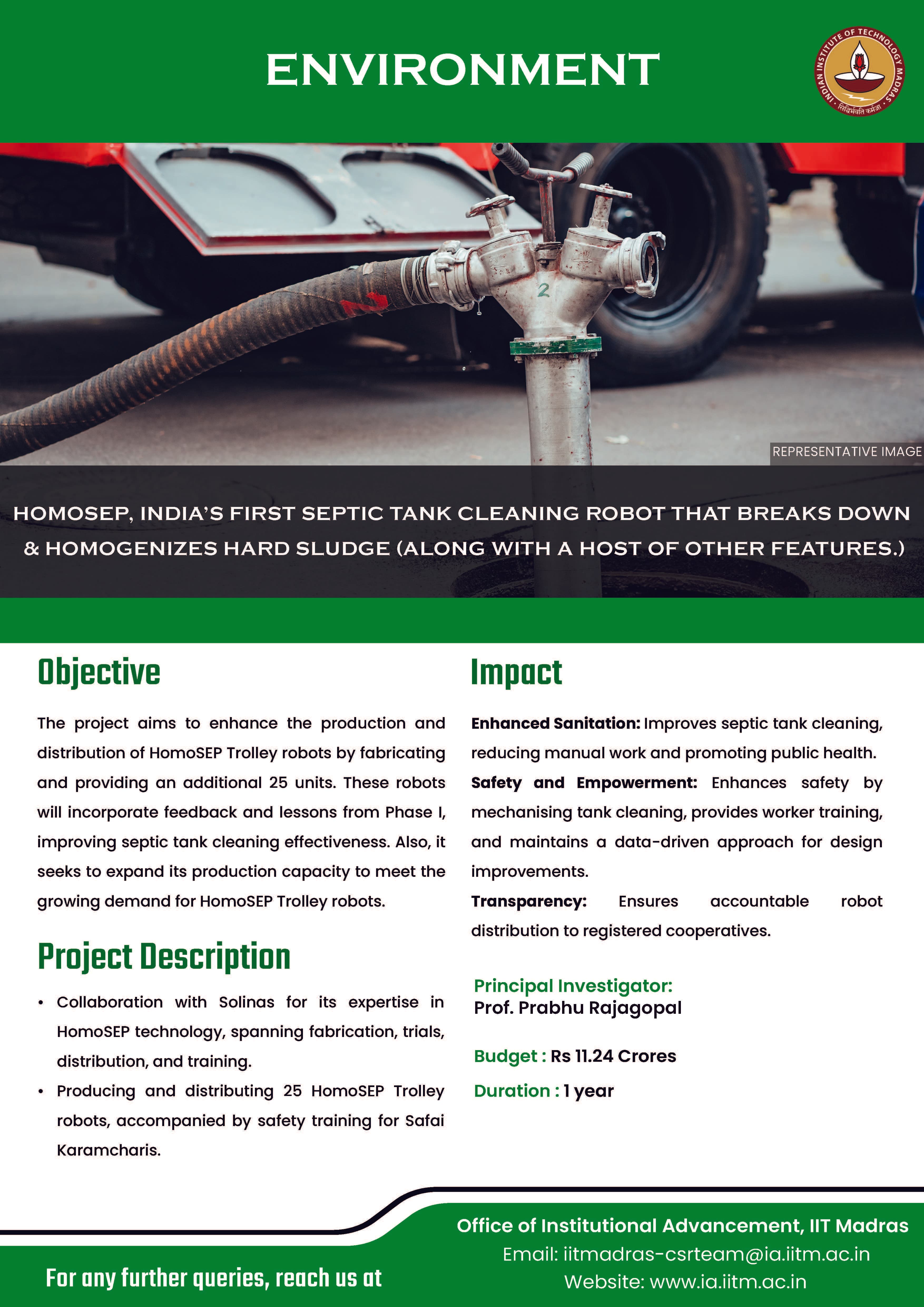 HomoSEP, India's first Septic Tank Cleaning Robot that breaks down & homogenizes hard sludge (along with a host of other features.)