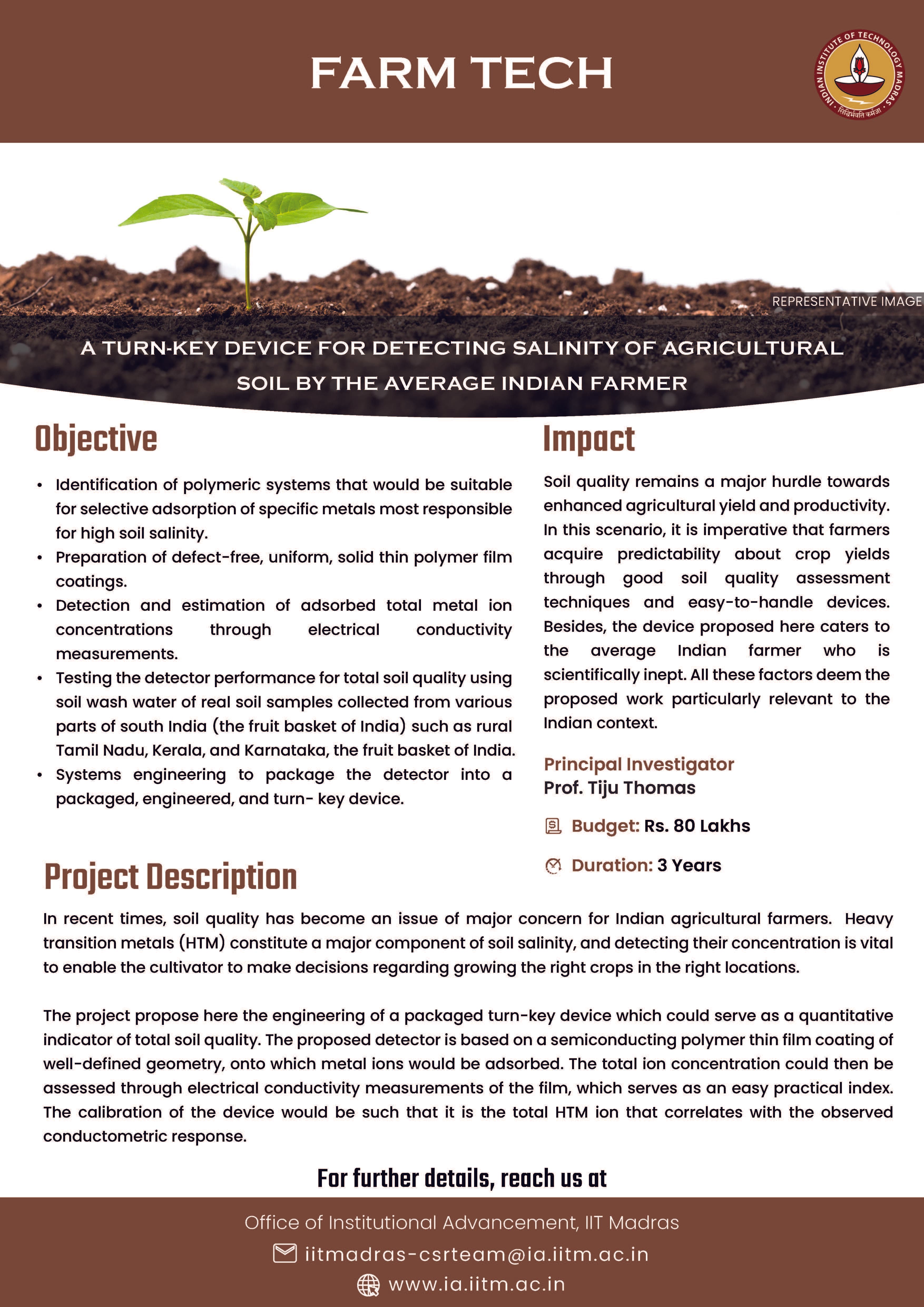 A turn-key device for detecting salinity of agricultural soil by the average Indian farmer