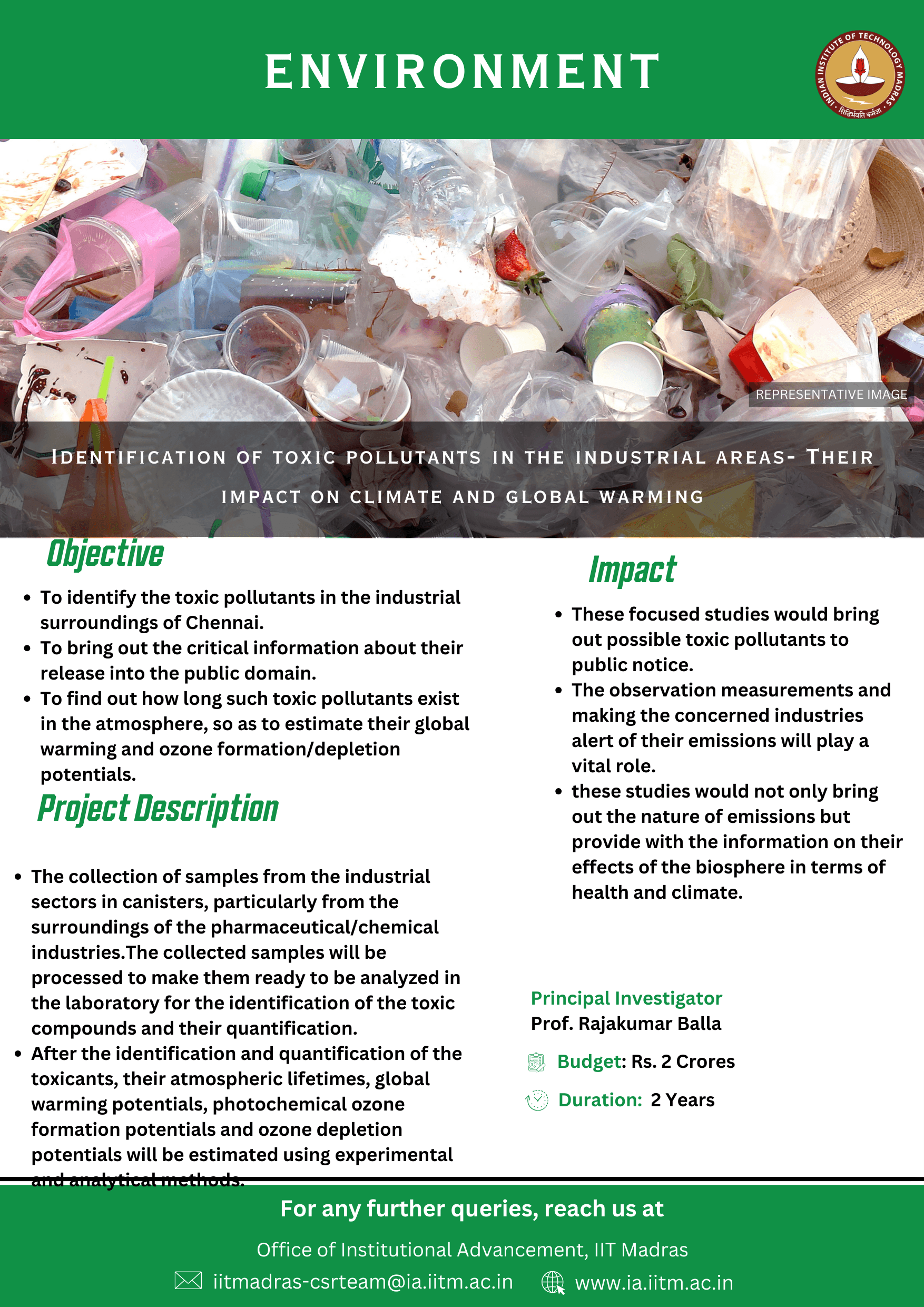 Identification of toxic pollutants in the industrial areas- Their impact on climate and global warming