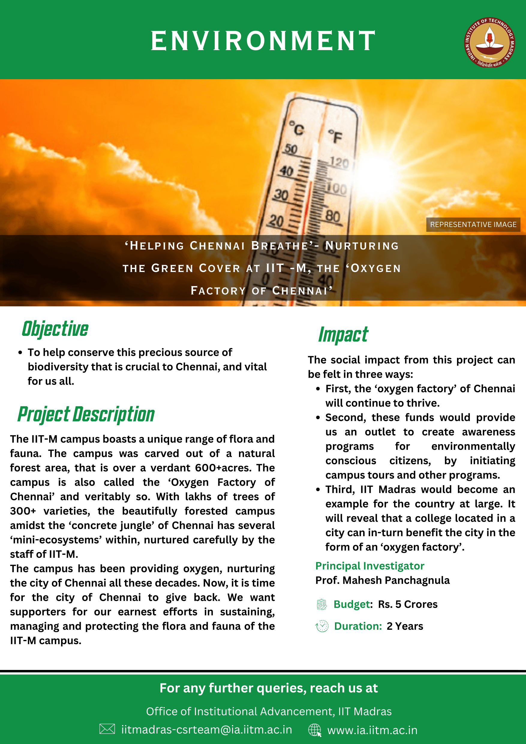Nurturing the green cover at IITM 'Helping Chennai breathe'